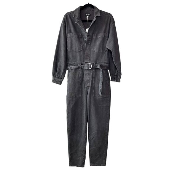 AG Adriano Goldschmied Ryleigh Utility Denim Jumpsuit Sulfur Black SM NWT $298 - Picture 4 of 13